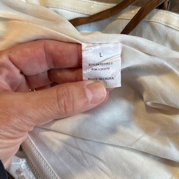 Floral bustier corset tank top size large lace coquette fairy whimsical cream br - Picture 8 of 11